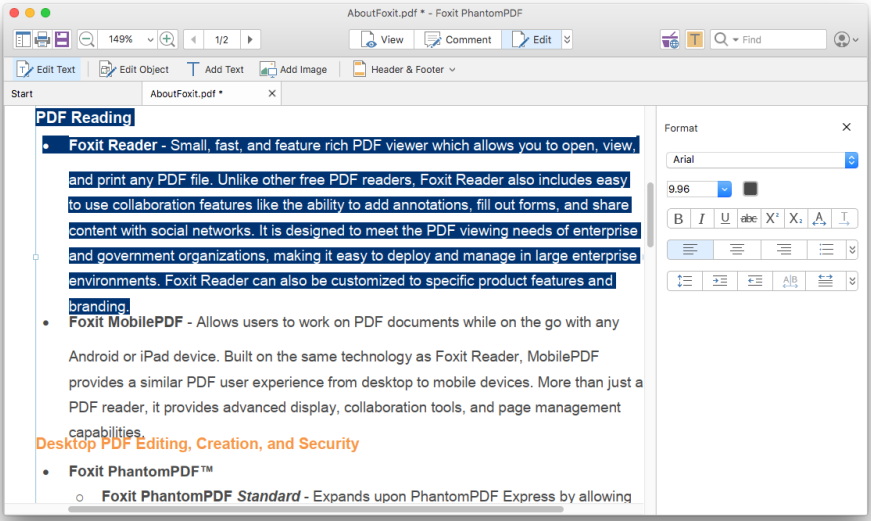 foxit pdf editor mac free