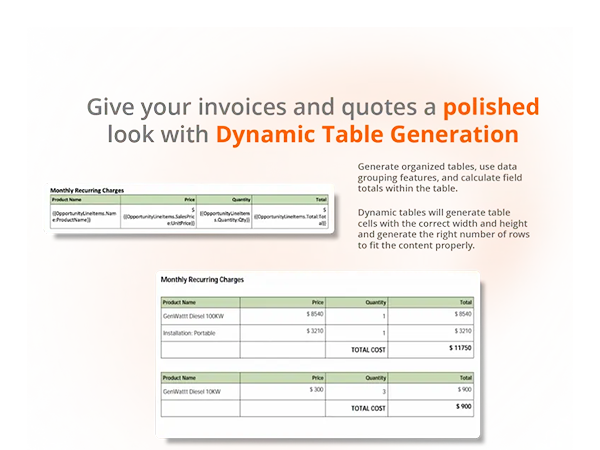 Dynamic Table Generation